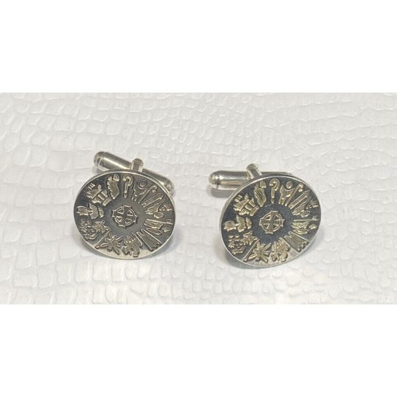 Sterling Silver History of Ireland Cufflinks 12 Celtic Symbols Made In Ireland